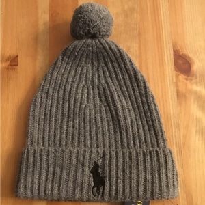 NWT polo Ralph Lauren big pony pom cuff beanie